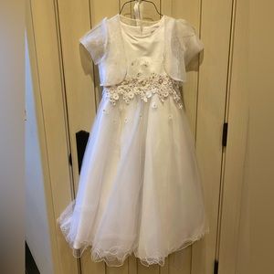 Girls White Dress/1st Communion Dress w/ sheer light jacket